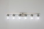 Modern 6-Light Bathroom Vanity Light Fixture - Brushed Nickel Finish with Clear Glass Shades, Perfect for Bathroom, Vanity