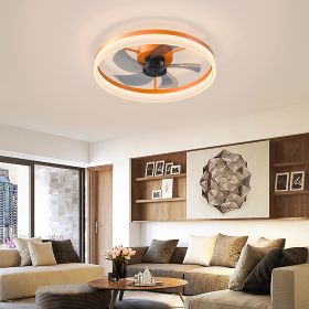 Ceiling Fans with Lights Dimmable LED Embedded installation of thin modern ceiling fans(Orange)