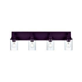 Modern Wall Bathroom Vanity Light Fixture 4 Light Oil Rubbed Bronze Metal with Clear Glass Shade