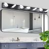 Modern 7-Light LED Vanity Light Fixture - Black Iron Finish with Acrylic Shades - Energy-Efficient Bathroom Wall Sconce - Dimmable, 52.2-Inch Length