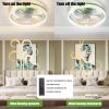 Ceiling Fans with Lights Dimmable LED Embedded installation of thin modern ceiling fans(Green)