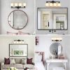 Modern 4-Light Vanity Bathroom Mirror Light, Frosted White Glass with Black Iron Frame, Contemporary Wall Sconce for Bedroom, Bathroom