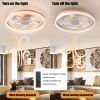 Ceiling Fans with Lights Dimmable LED Embedded installation of thin modern ceiling fans(Orange)