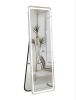 Floor Mirror with LED Light, 63" x 20" Full Length Mirror with Stand, Hanging Mirror Wall Mounted Mirror with Dimming & 3 Color Lighting