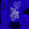 1pc 3D Night Light With Black Base; 5.35"x3.68"; Lovely Bear USB Atmosphere Desk Lamp; Decor For Kids Room And Bedroom