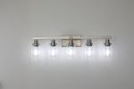 Modern 5-Light Bathroom Vanity Light Fixture - Brushed Nickel Finish with Clear Glass Shades, Perfect for Bathroom, Vanity