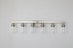 Modern 6-Light Bathroom Vanity Light Fixture - Brushed Nickel Finish with Clear Glass Shades, Perfect for Bathroom, Vanity