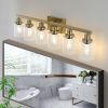 Golden 6-Light Vanity Light with Clear Glass Shades, Modern Iron Metal Bathroom Wall Fixture for Mirror