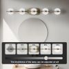 Modern Minimalist Bathroom Vanity Light, LED 5 Bulb Frosted Glass Shades, Wall Mounted Decorative Lighting Fixture