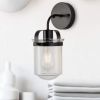 1-Light Wall Lamp with Clear Glass Shade, Modern Wall Sconce, Industrial Indoor Wall Light Fixture for Bathroom Living Room Bedroom Over Kitchen Sink