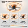 Ceiling Fans with Lights Dimmable LED Embedded installation of thin modern ceiling fans(Orange)