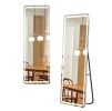 Floor Mirror with LED Light, 63" x 20" Full Length Mirror with Stand, Hanging Mirror Wall Mounted Mirror with Dimming & 3 Color Lighting