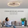 Modern Acrylic Ceiling Fan Light with Remote Control, Dimmable LED Chandelier, 6-Speed Adjustable, Quiet Motor, Flush Mount Design for Living Room