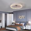 Modern Acrylic Ceiling Fan Light with Remote Control, Dimmable LED Chandelier, 6-Speed Adjustable, Quiet Motor, Flush Mount Design for Living Room