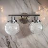 Bathroom Vanity Light Fixtures, 2-Light Black Wall Sconce Lighting Wall Lamp with Clear Glass Shade