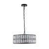 Modern Crystal Drum Chandelier, 6-Light Pendant Lighting Fixture with Black Metal Frame for Living Room, Dining Room, and Bedroom (Bulbs Not Included)