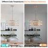 Modern Crystal Drum Chandelier, 6-Light Pendant Lighting Fixture with Golden Metal Frame for Living Room, Dining Room