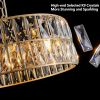 Modern Crystal Drum Chandelier, 6-Light Pendant Lighting Fixture with Golden Metal Frame for Living Room, Dining Room