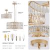 Modern Crystal Drum Chandelier, 6-Light Pendant Lighting Fixture with Golden Metal Frame for Living Room, Dining Room