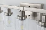 Modern 5-Light Bathroom Vanity Light Fixture - Brushed Nickel Finish with Clear Glass Shades, Perfect for Bathroom, Vanity