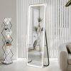 Floor Mirror with LED Light, 63" x 20" Full Length Mirror with Stand, Hanging Mirror Wall Mounted Mirror with Dimming & 3 Color Lighting