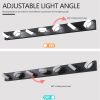 Modern 7-Light LED Vanity Light Fixture - Black Iron Finish with Acrylic Shades - Energy-Efficient Bathroom Wall Sconce - Dimmable, 52.2-Inch Length