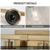 Golden 6-Light Vanity Light with Clear Glass Shades, Modern Iron Metal Bathroom Wall Fixture for Mirror