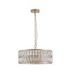 Modern Crystal Drum Chandelier, 6-Light Pendant Lighting Fixture with Golden Metal Frame for Living Room, Dining Room