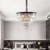 Contemporary Crystal Modern Chandeliers Crystal Ceiling Chandelier 4 Tier Black Chandelier Lighting for Dining Room Living Room Bedroom (Bulbs Not inc