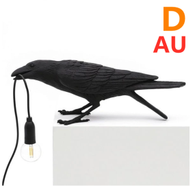 Creative Auspicious Bird Resin Wall Lamp Decoration (Option: Black-D-AU)