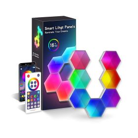 Intelligent LED Odd Light Panel; Color Hexagonal Honeycomb LED Lamp; Electric Competition Atmosphere Lamp; Modular Wall Panel Lamp; Ceramic Tile Sensi (Quantity: 6pcs)