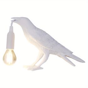 Raven Table Lamp Birds Desk Lamp Resin Crow Wall Sconce Creative Night Light Modern Art Fixture For Living Room Bedside Bedroom Office Study Dorm Deco (Color: White)